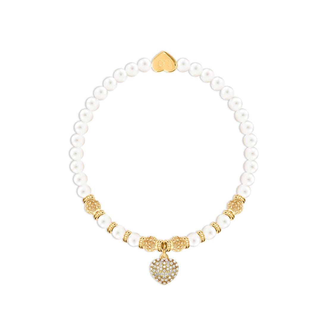 Bride - Freshwater pearls charm bracelet in flower box