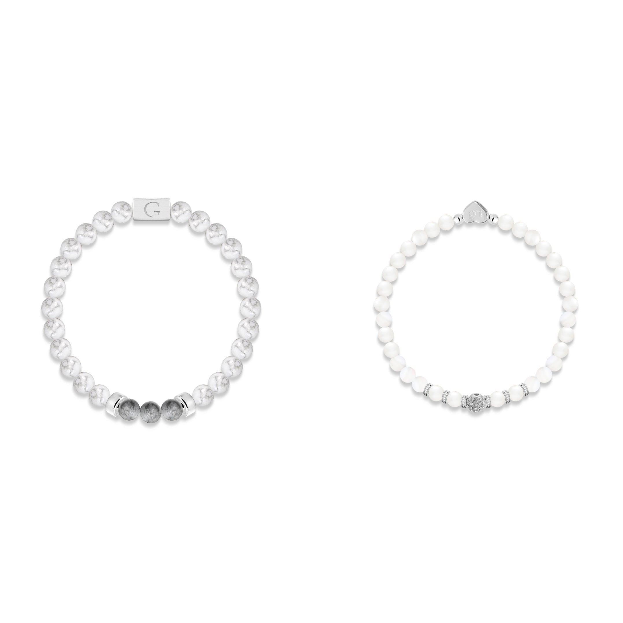 Mr right & Mrs always right semi precious stones bracelet set
