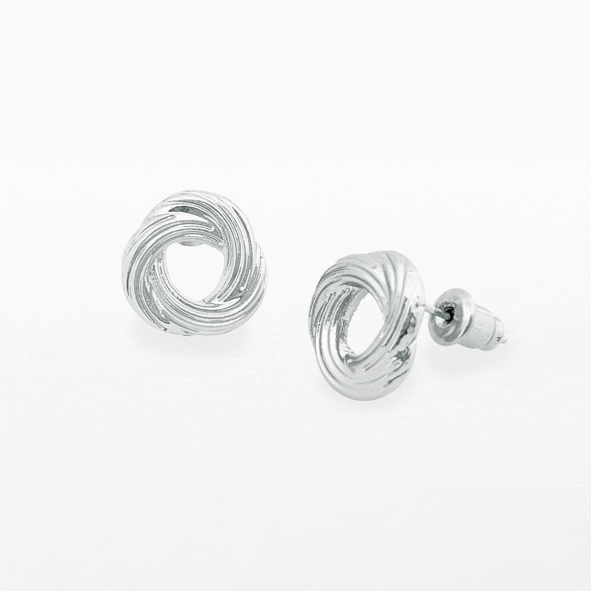 Silver knot stud earrings