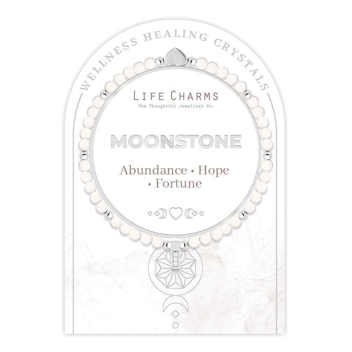 Moonstone & silver beads healing crystals bracelet