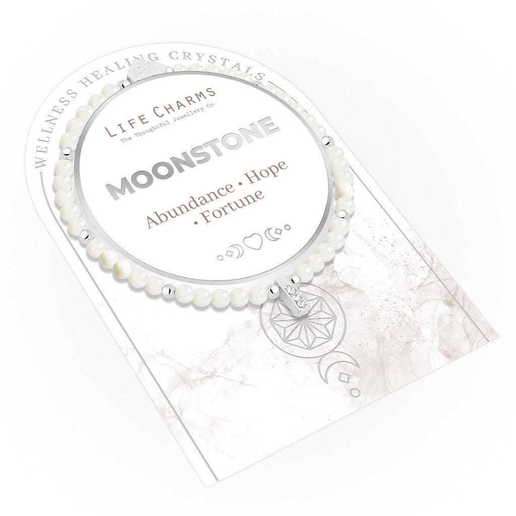 Moonstone & silver beads healing crystals bracelet