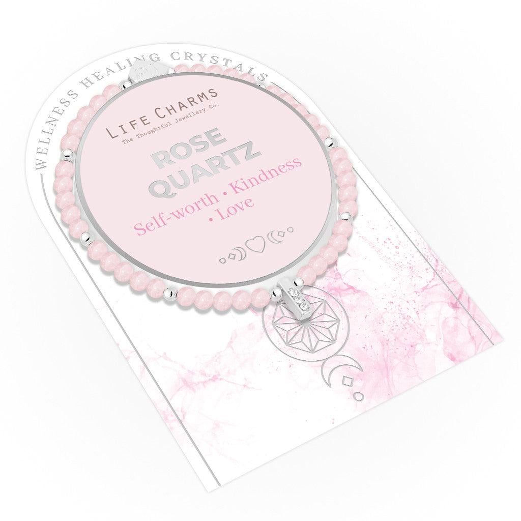 Rose Quartz & silver beads healing crystals bracelet