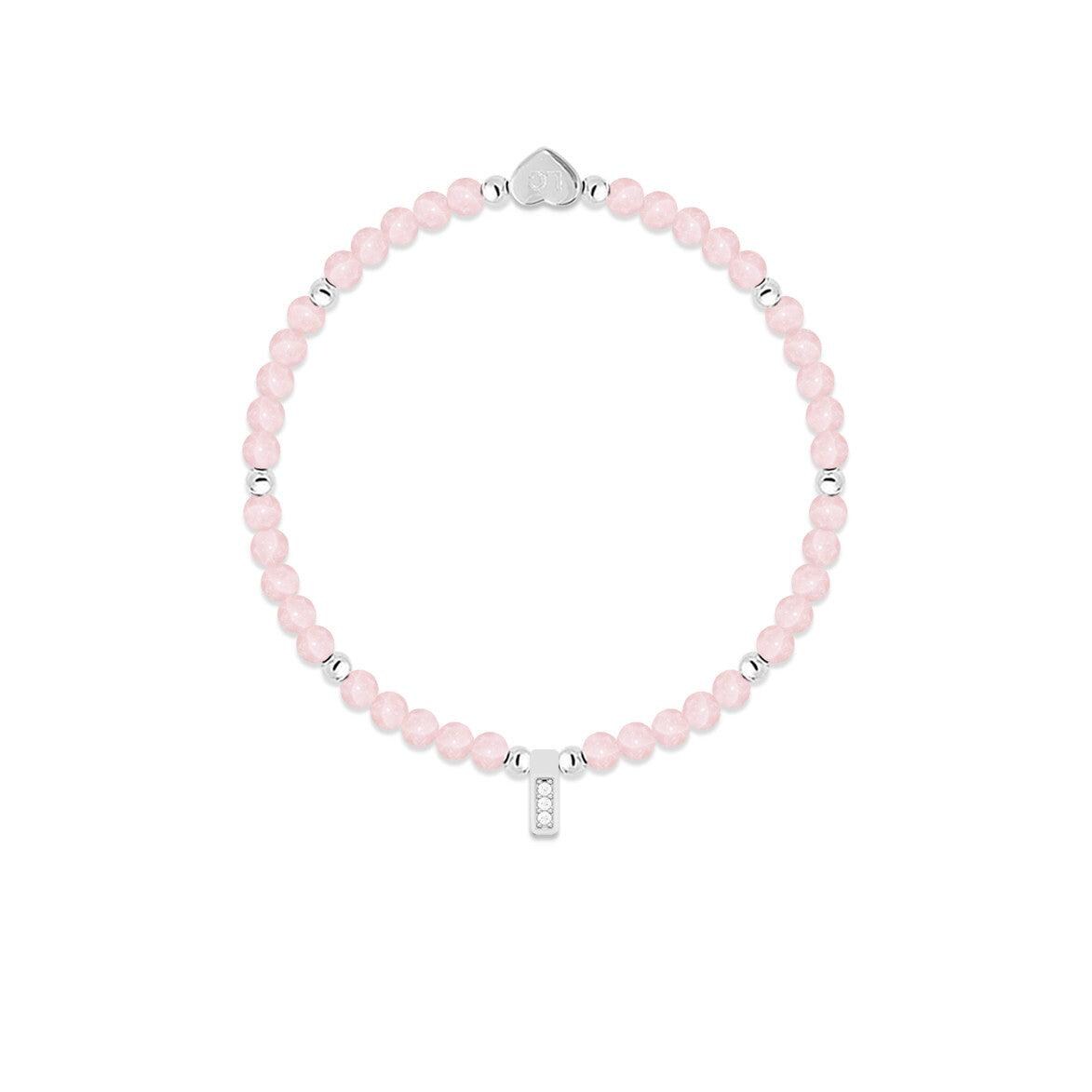 Rose Quartz & silver beads healing crystals bracelet