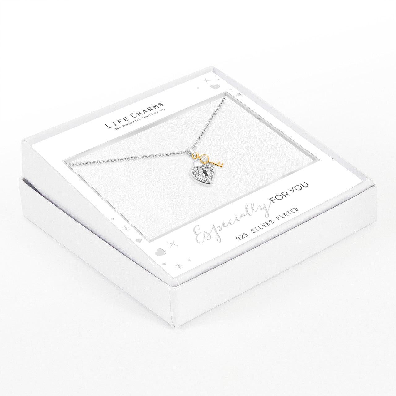 Heart lock & key pendant necklace