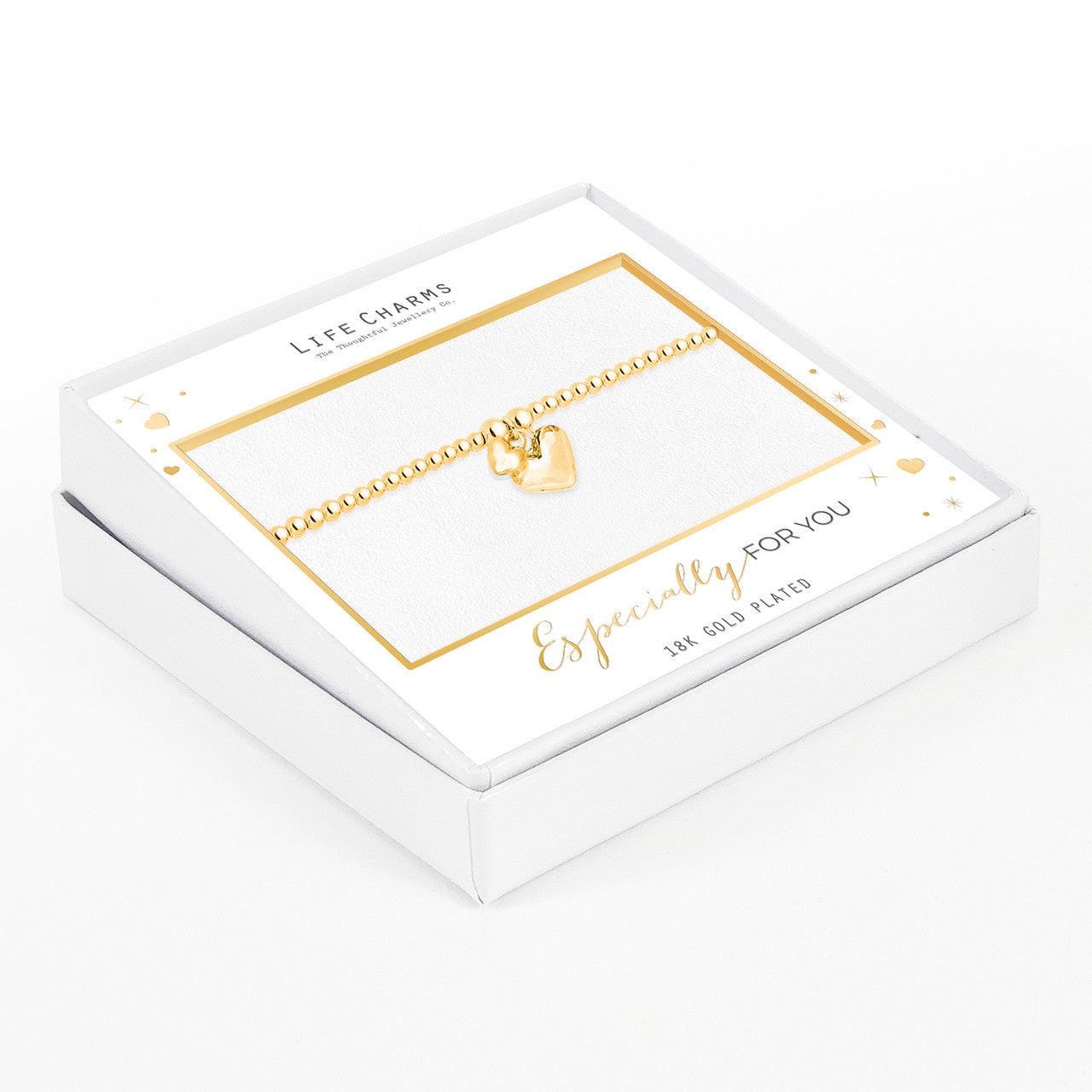 Puffed mixed heart bracelet in gold