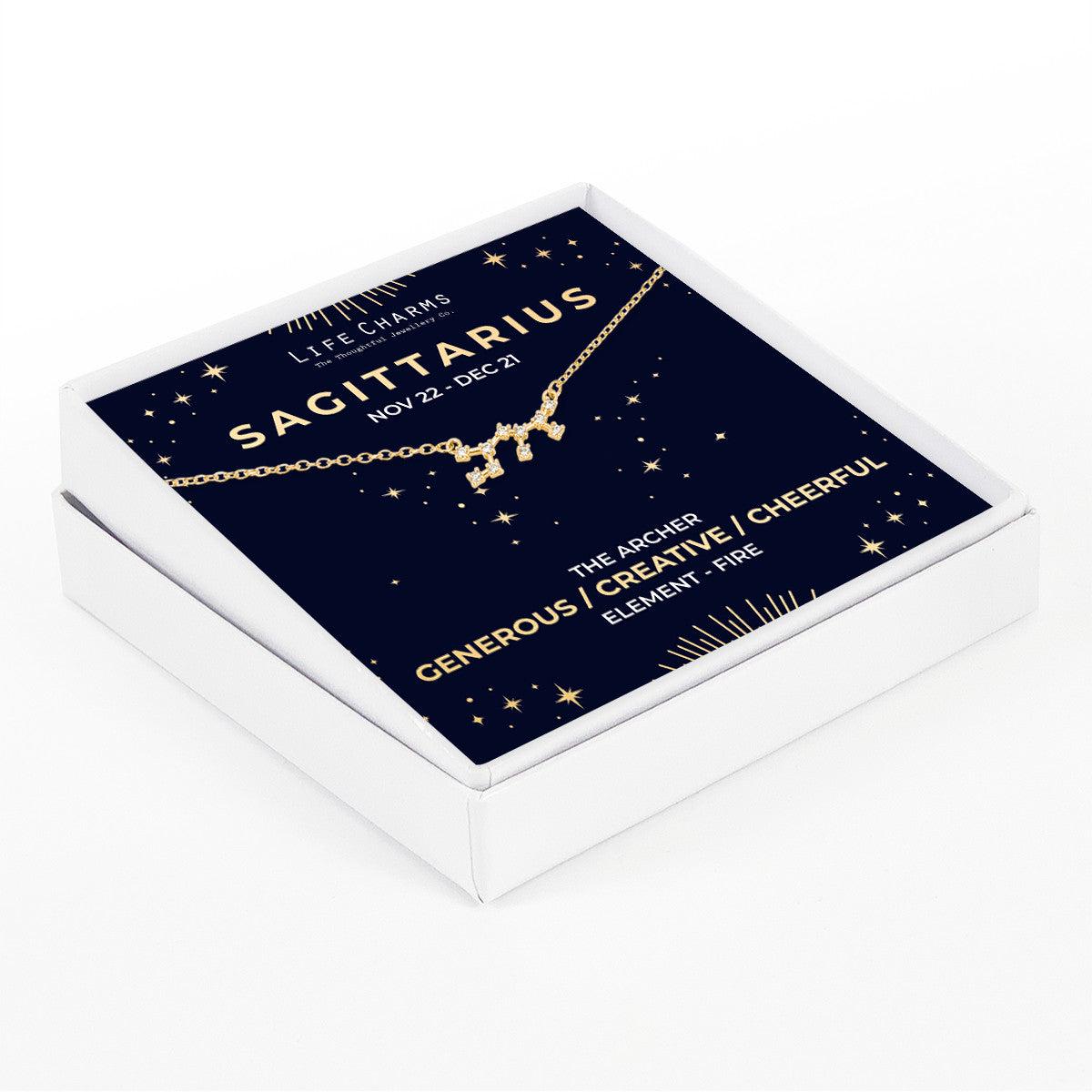 Sagittarius Gold Zodiac Constellation Necklace