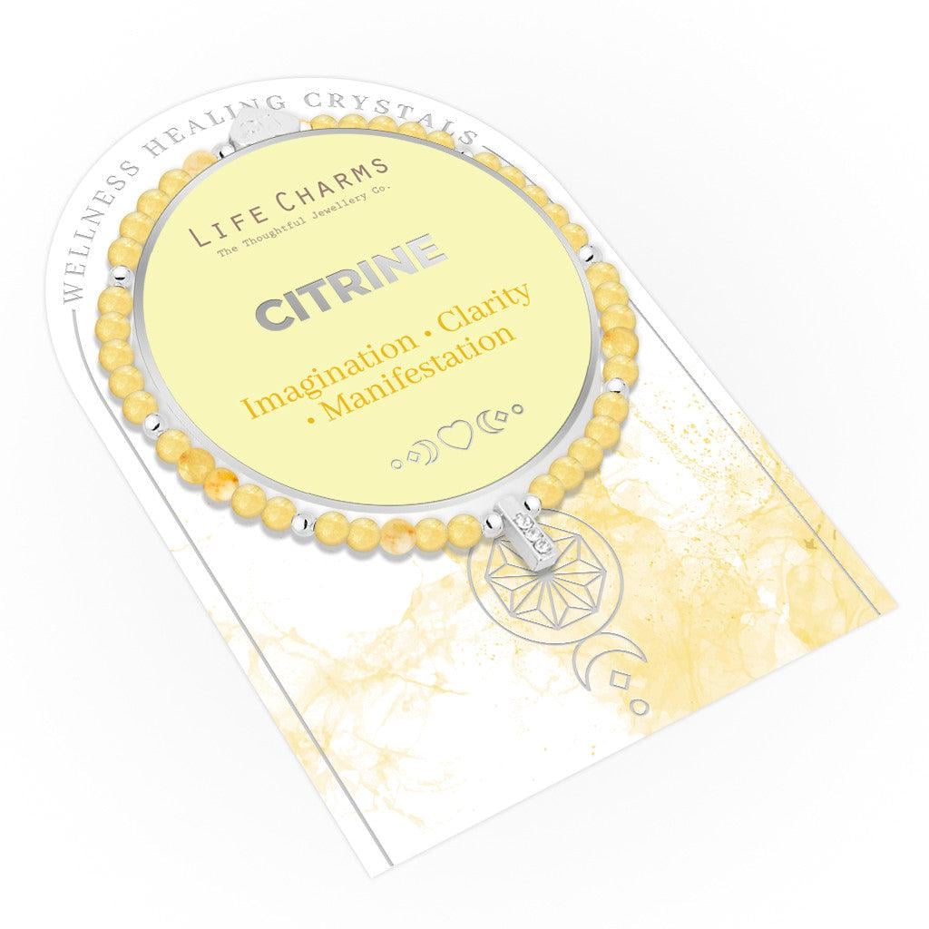 Citrine & silver beads healing crystals bracelet