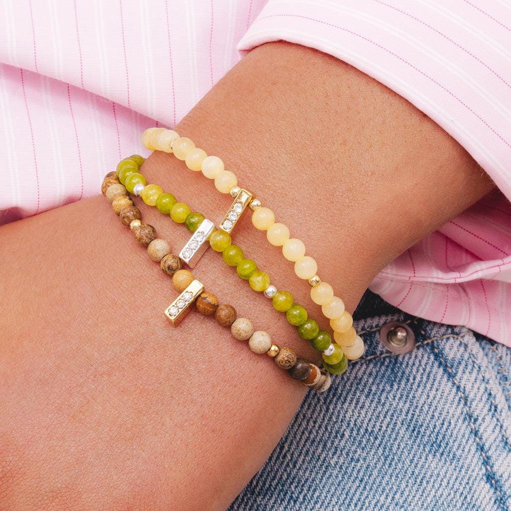 Peridot & silver beads healing crystals bracelet