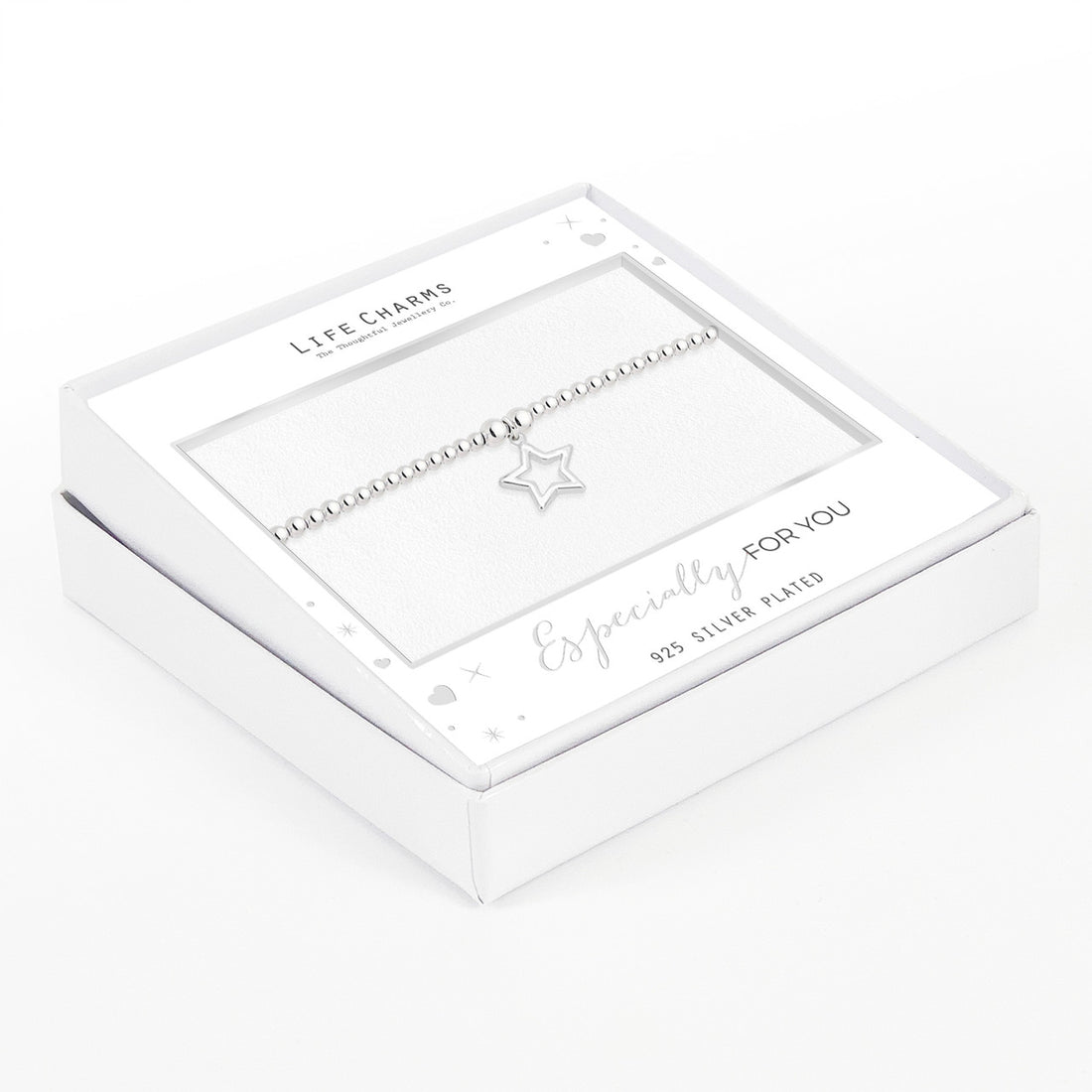 Dazzling open star bracelet in silver