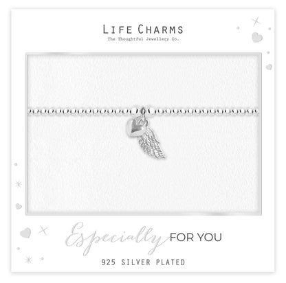 Sparkling angel wing bracelet in silver