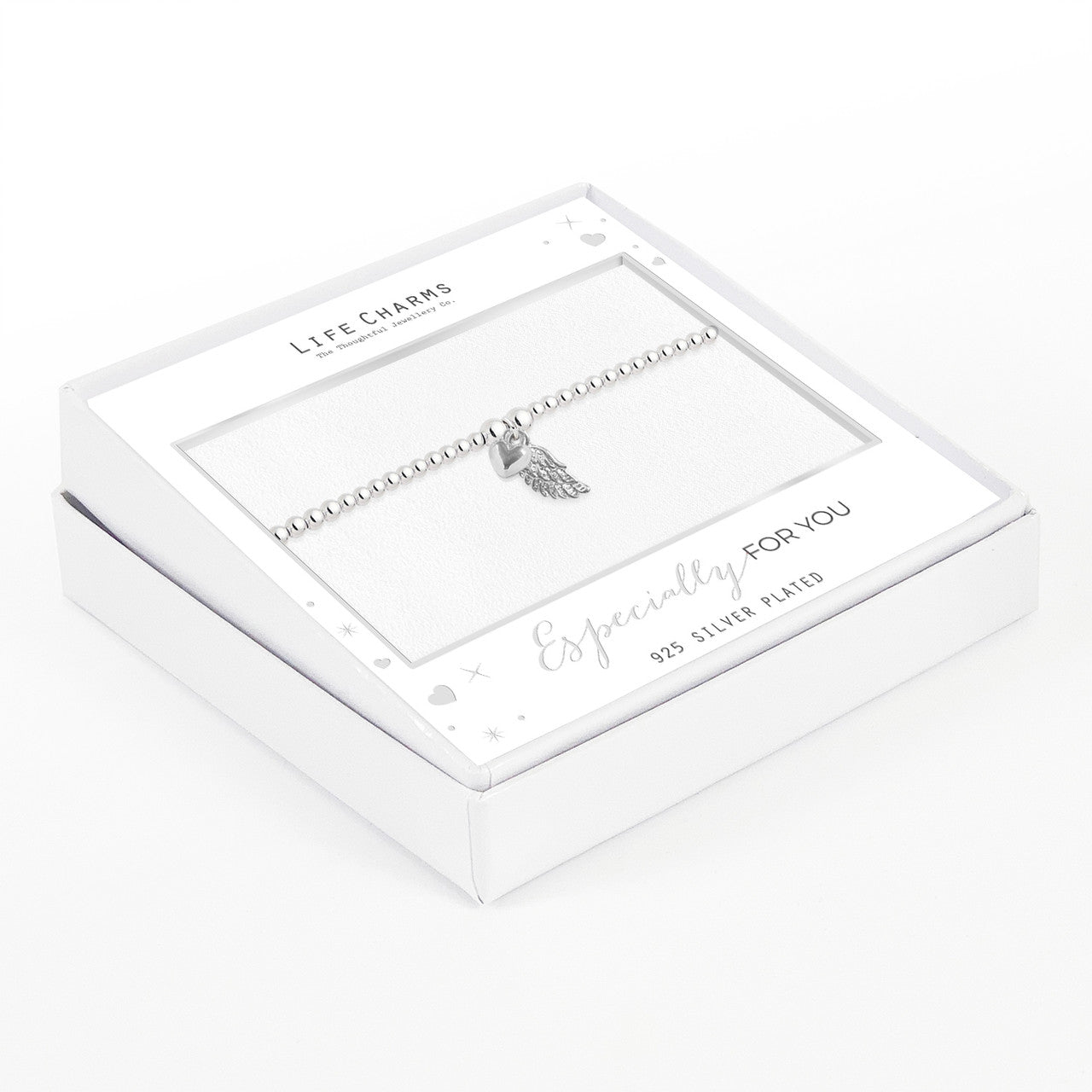 Sparkling angel wing bracelet in silver