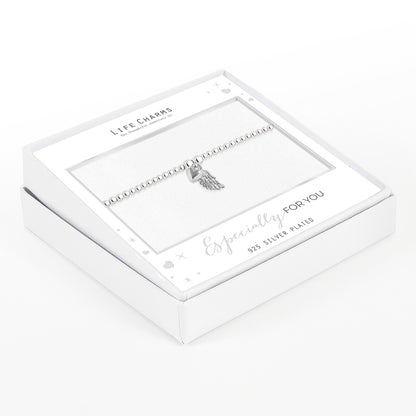 Sparkling angel wing bracelet in silver
