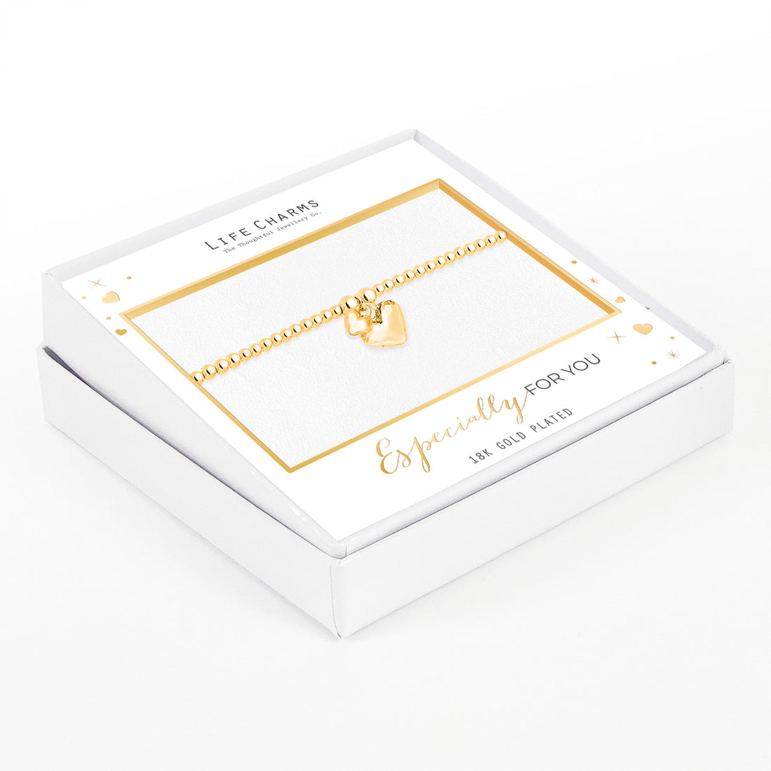 Puffed mixed heart bracelet in gold