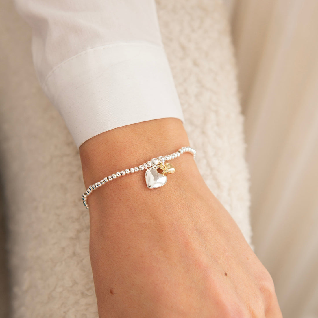 Puffed mixed heart bracelet