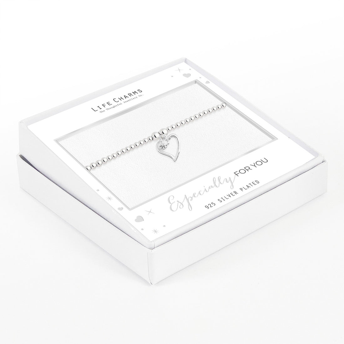 Open heart bracelet in silver