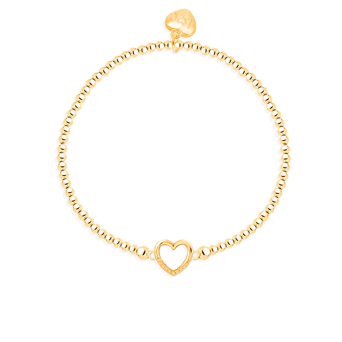 Open crystal heart bracelet in gold