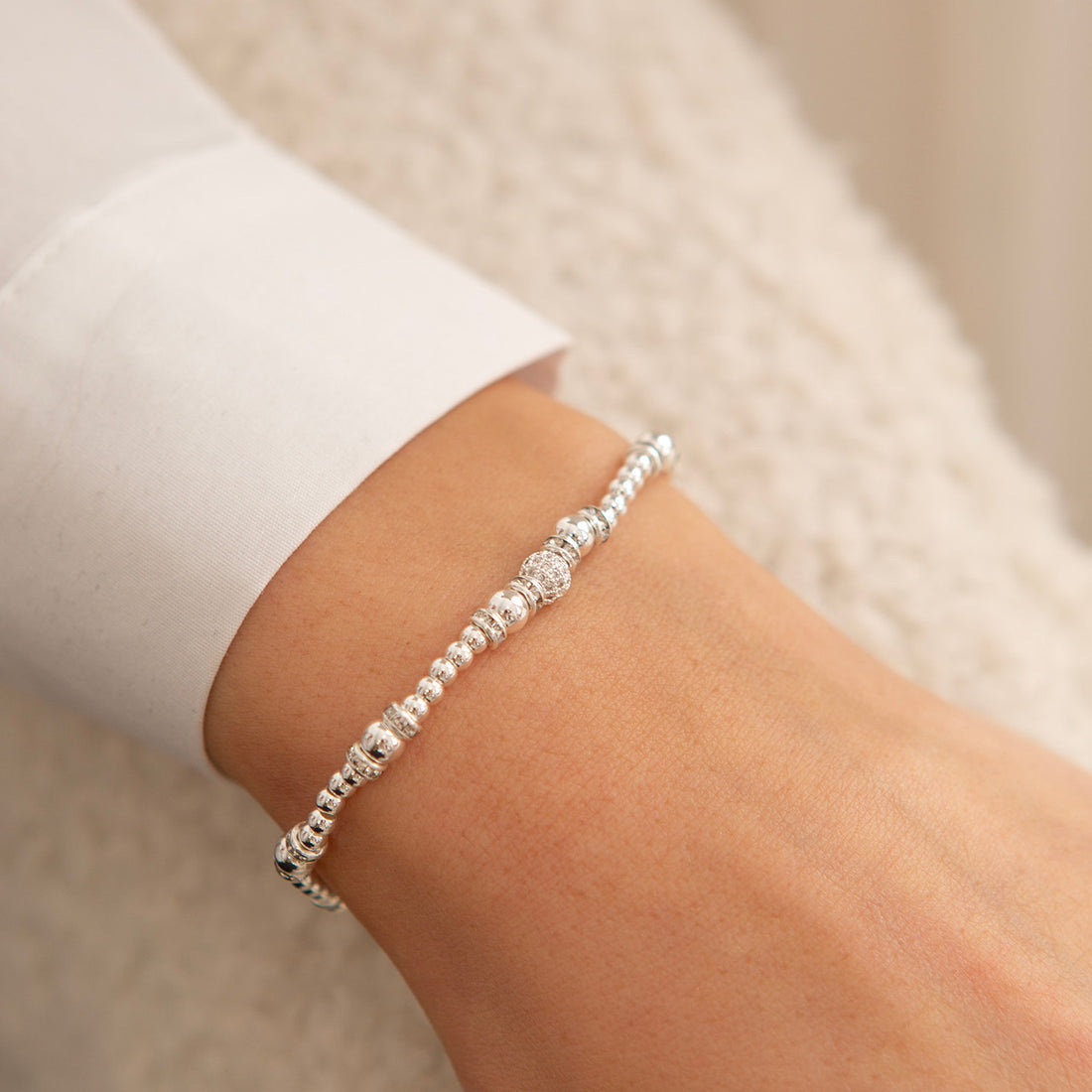 Sparkle crystal bead bracelet in silver