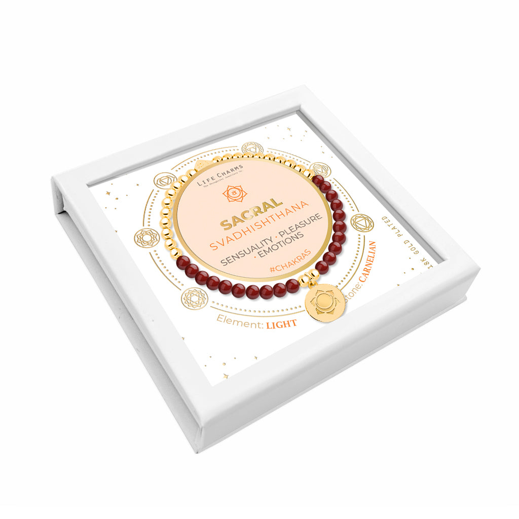 Sacral chakra carnelian bracelet in gold