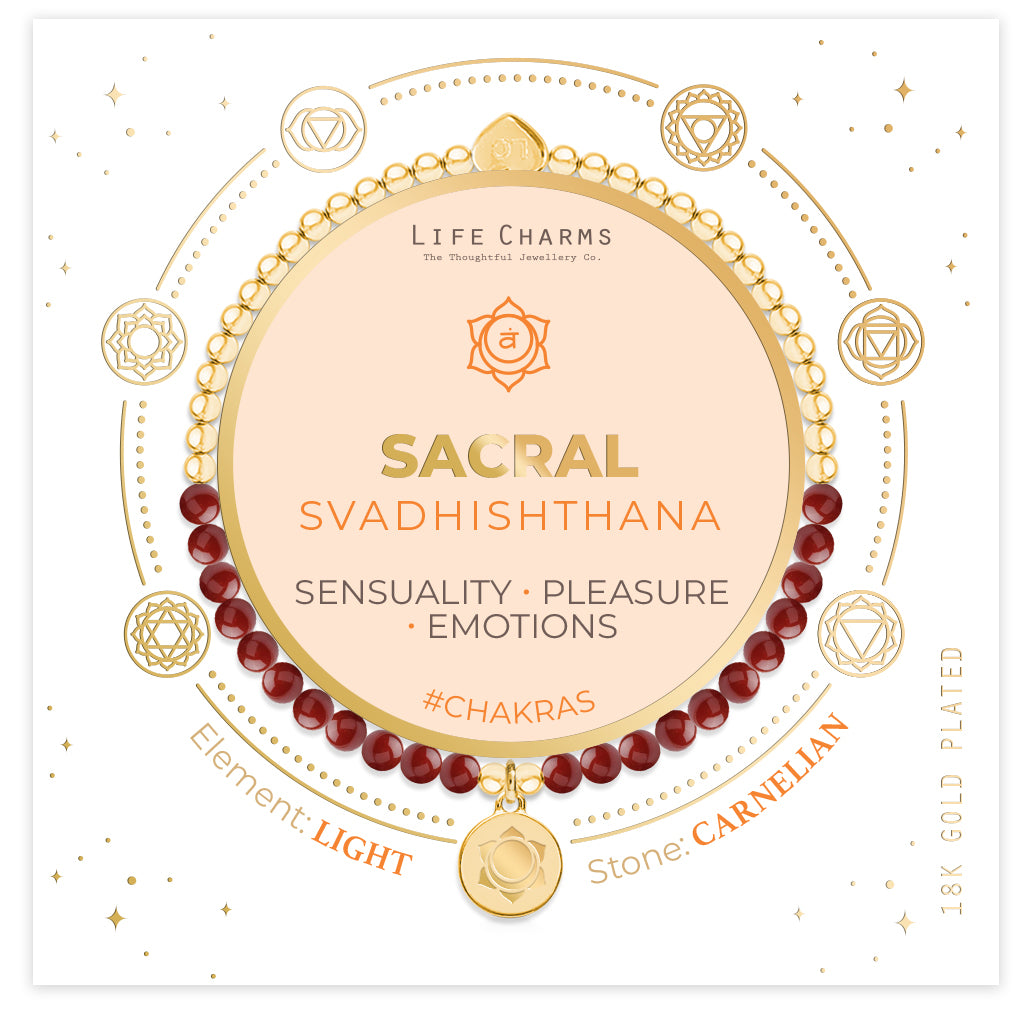 Sacral chakra carnelian bracelet in gold