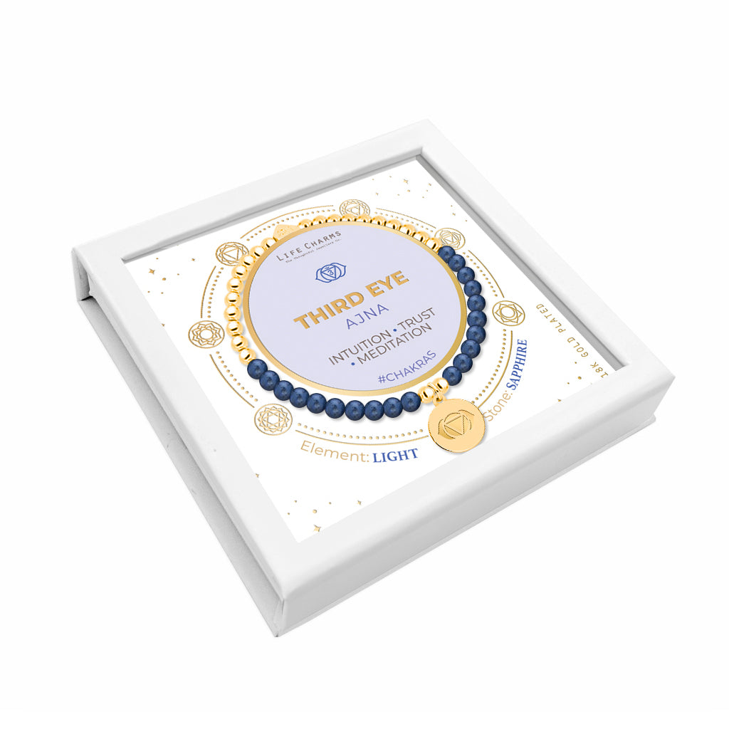 Third Eye chakra sapphire bracelet in gold