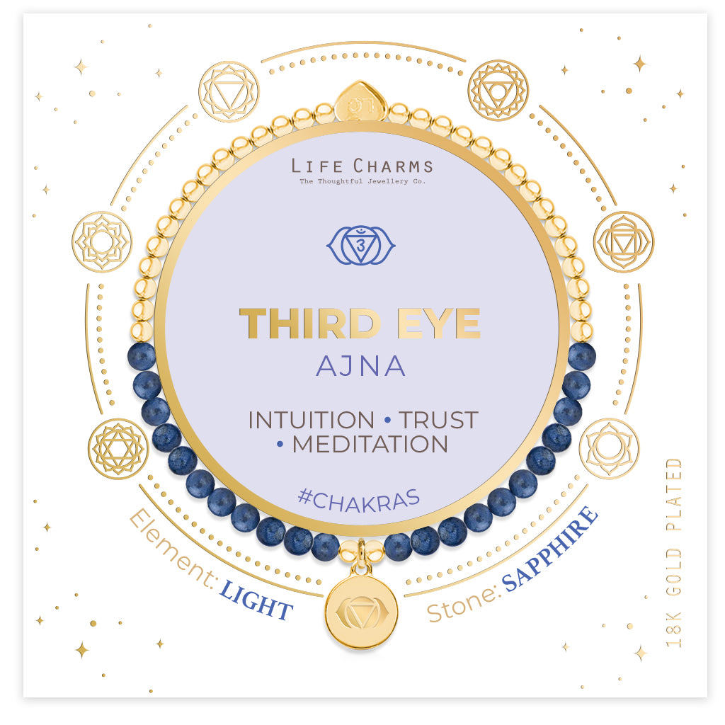 Third Eye chakra sapphire bracelet in gold
