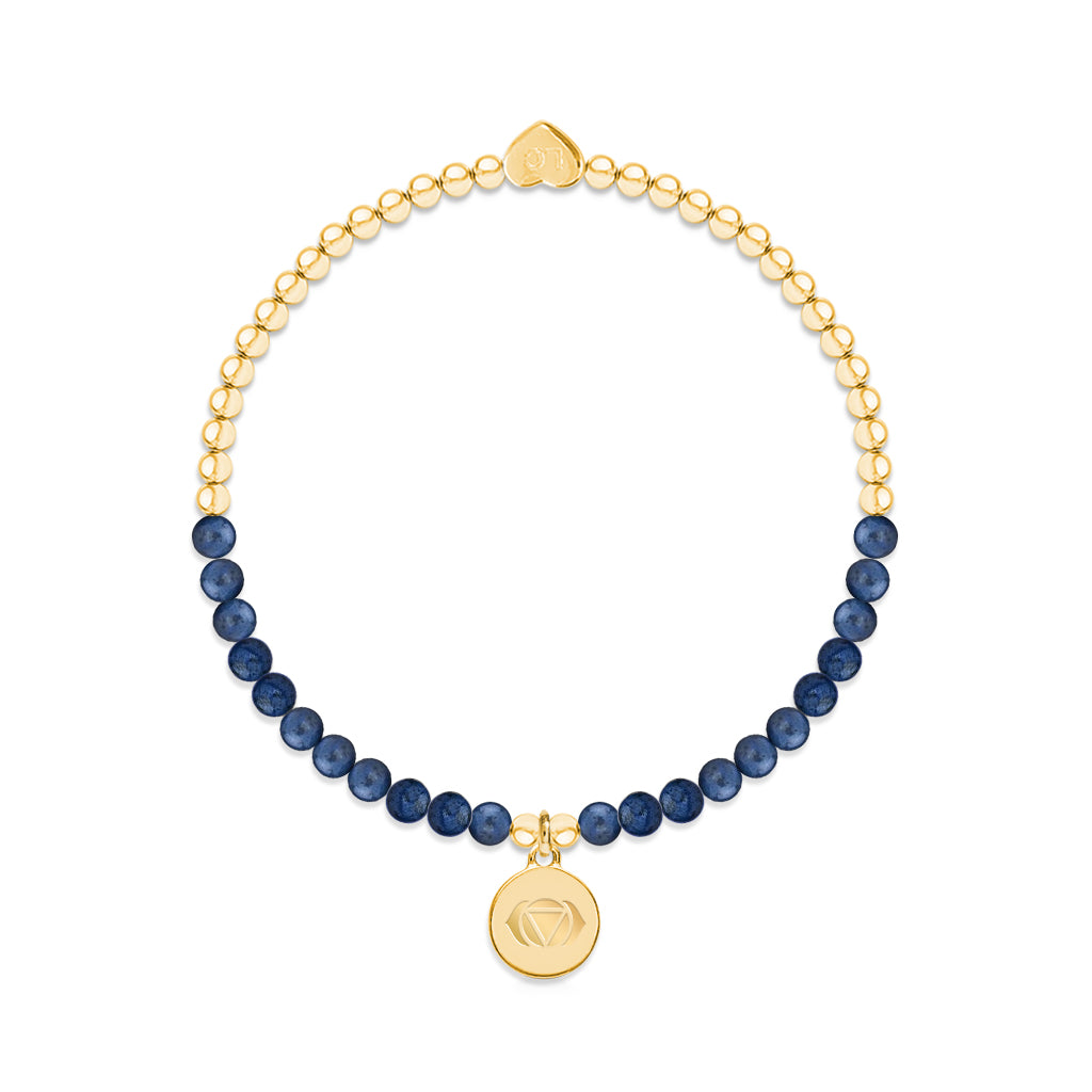 Third Eye chakra sapphire bracelet in gold