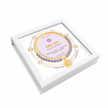 Crown chakra amethyst bracelet in gold