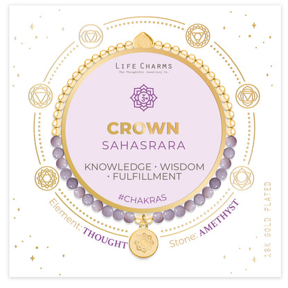 Crown chakra amethyst bracelet in gold