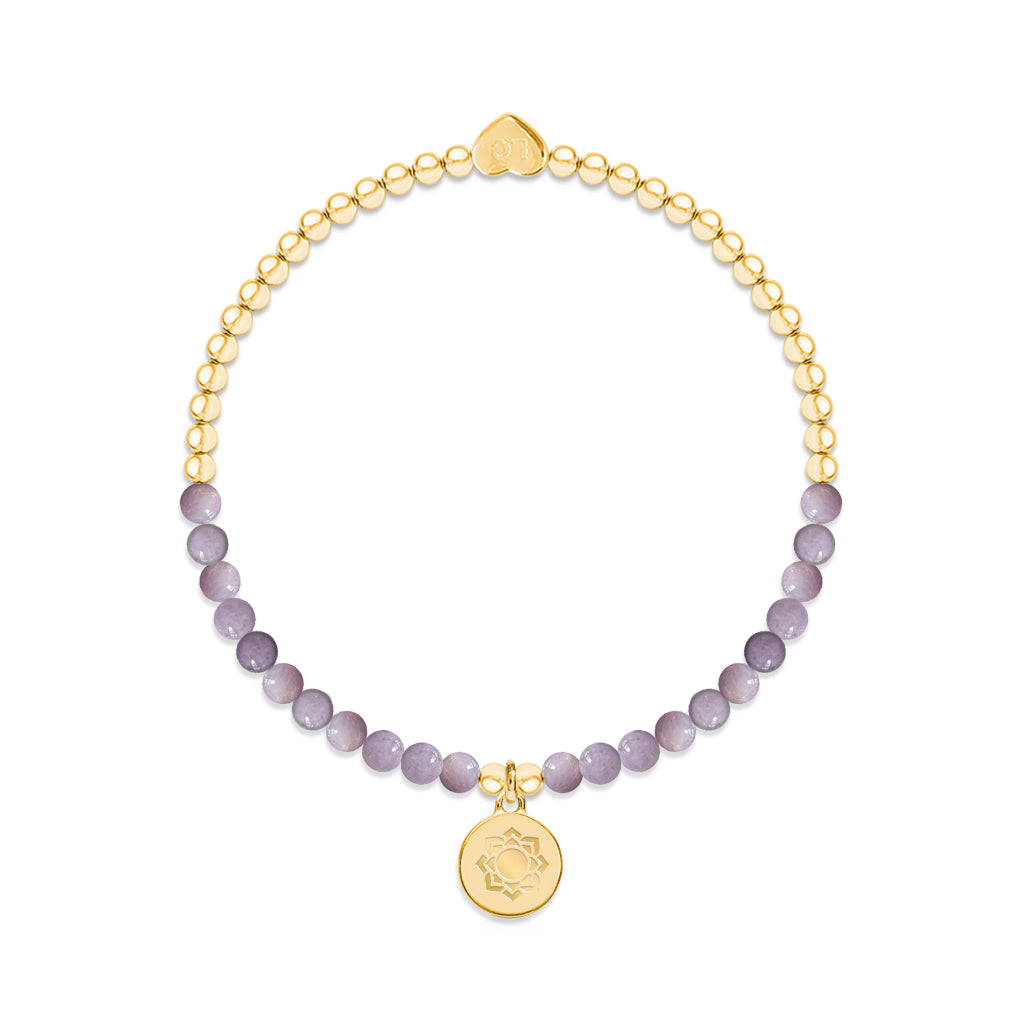 Crown chakra amethyst bracelet in gold