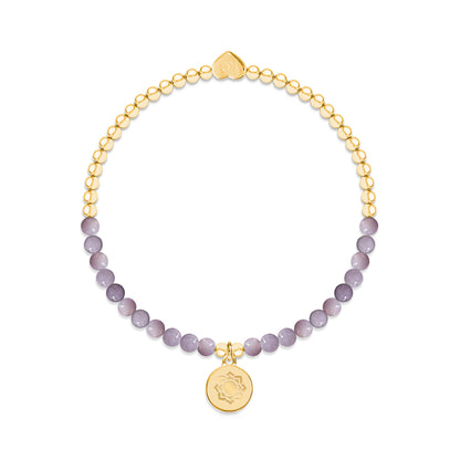 Crown chakra amethyst bracelet in gold