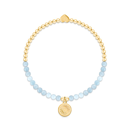 Throat chakra aquamarine bracelet in gold