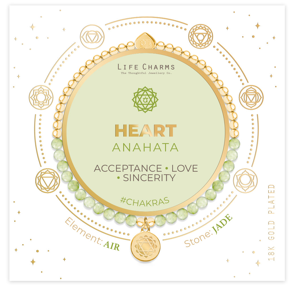 Heart chakra jade bracelet in gold