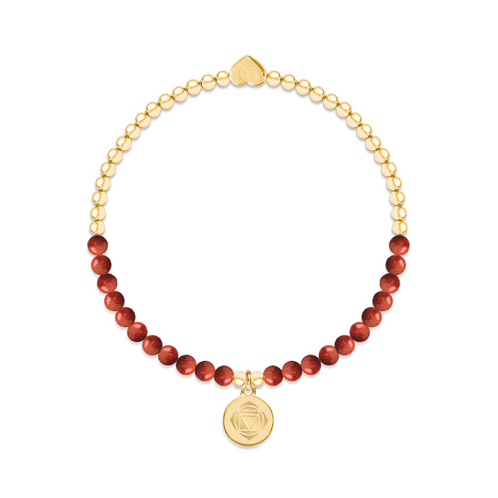 Root chakra red jasper bracelet in gold