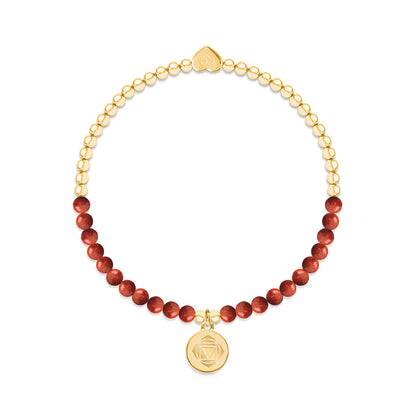 Root chakra red jasper bracelet in gold
