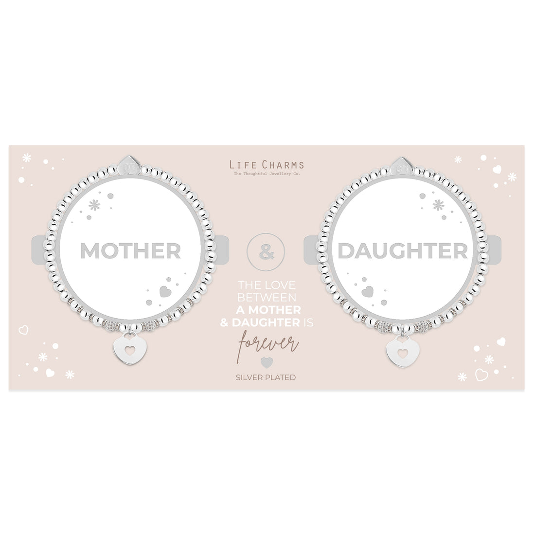 Mother &amp; Daughter heart charm bracelet set
