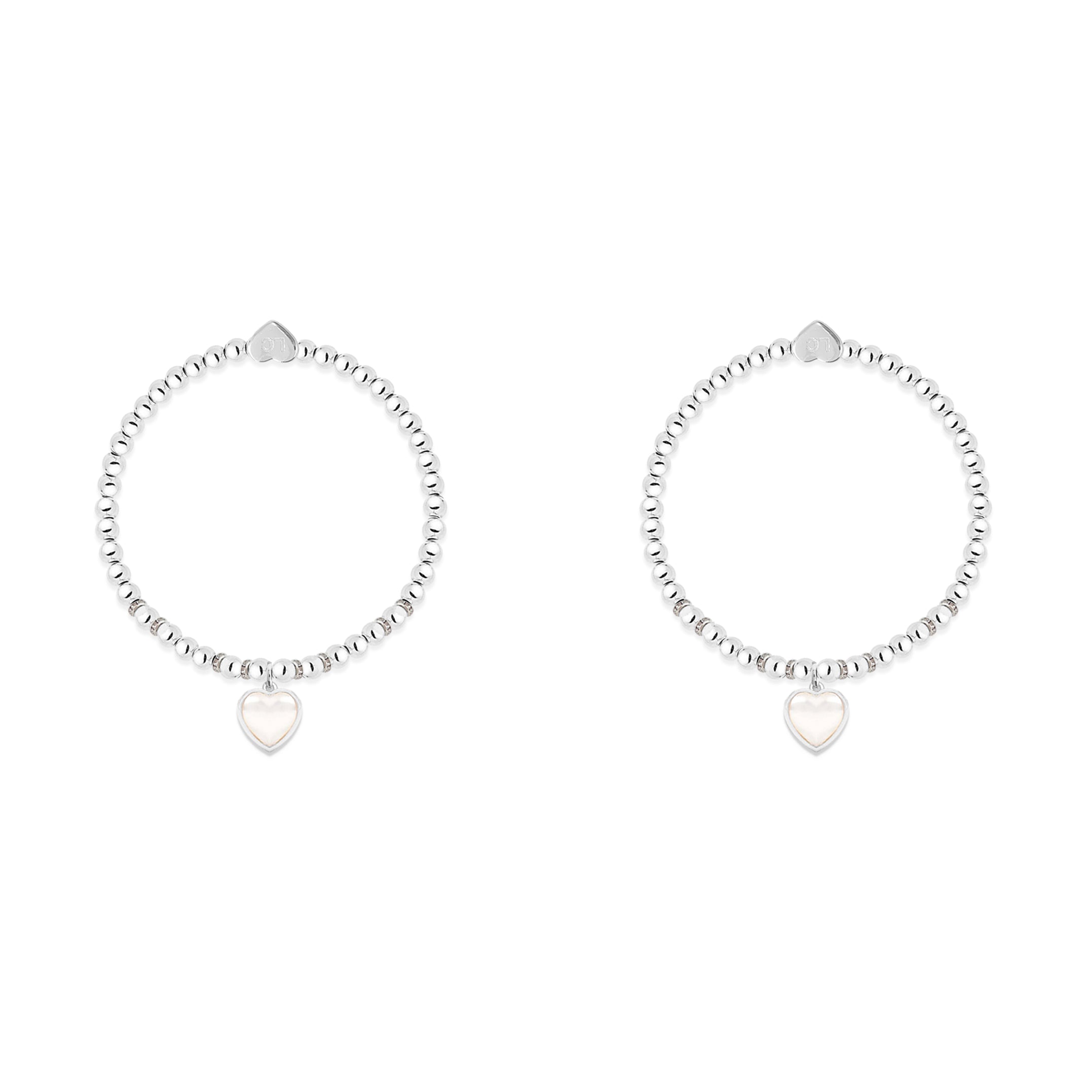 Grandmother &amp; Granddaughter pearl heart charm bracelet set