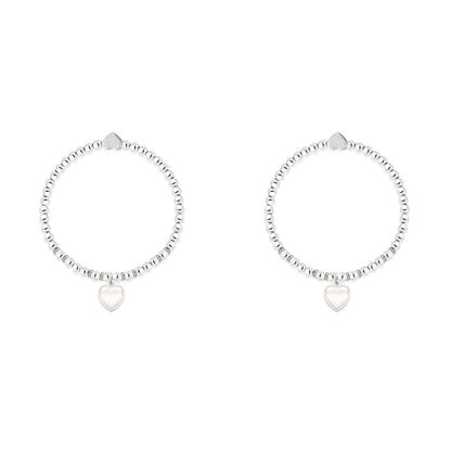 Grandmother &amp; Granddaughter pearl heart charm bracelet set