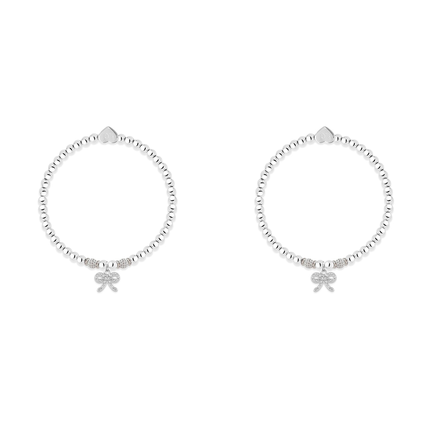 Big sister &amp; little sister sparkling bow charm bracelet set