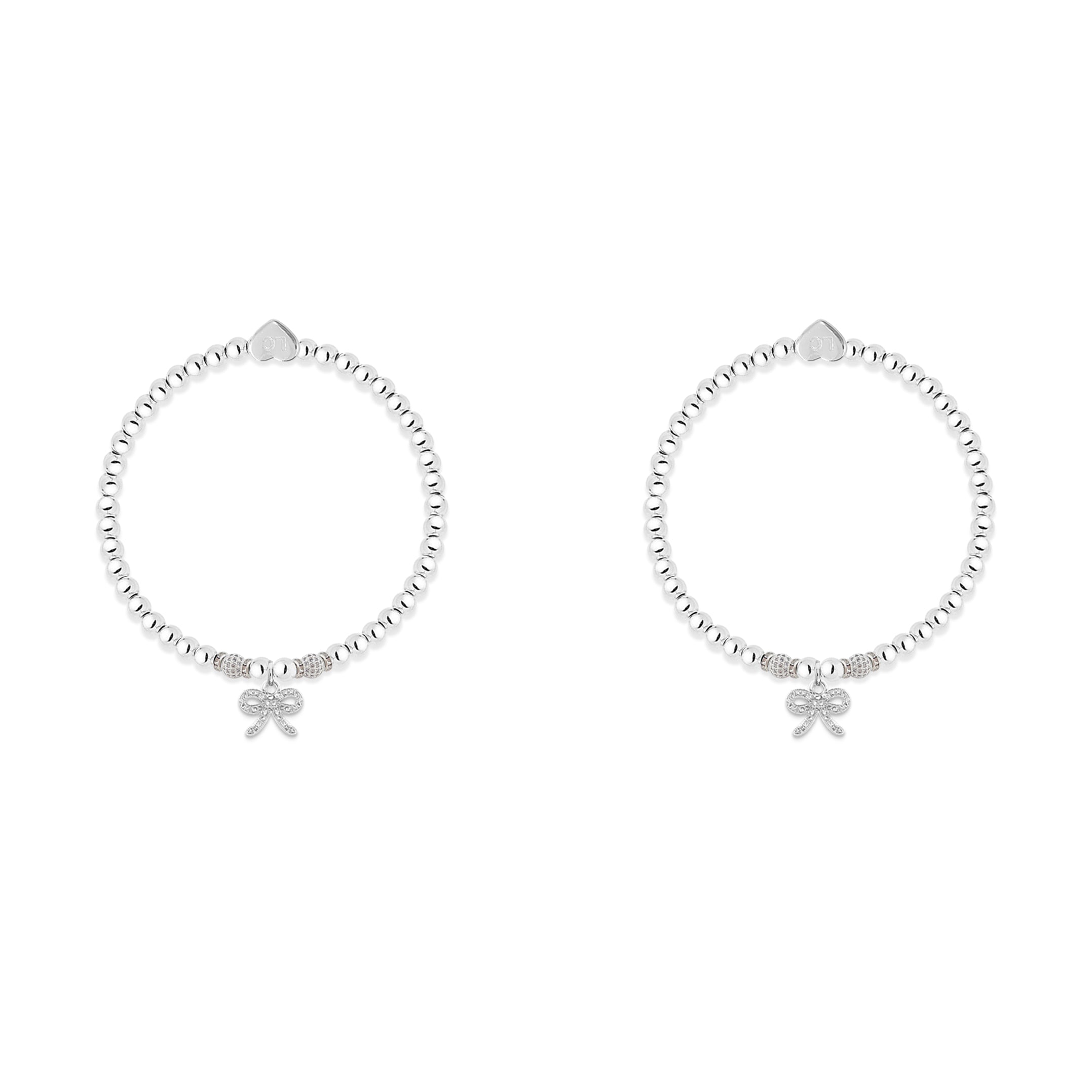 Big sister &amp; little sister sparkling bow charm bracelet set
