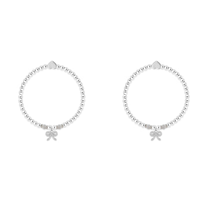 Big sister &amp; little sister sparkling bow charm bracelet set