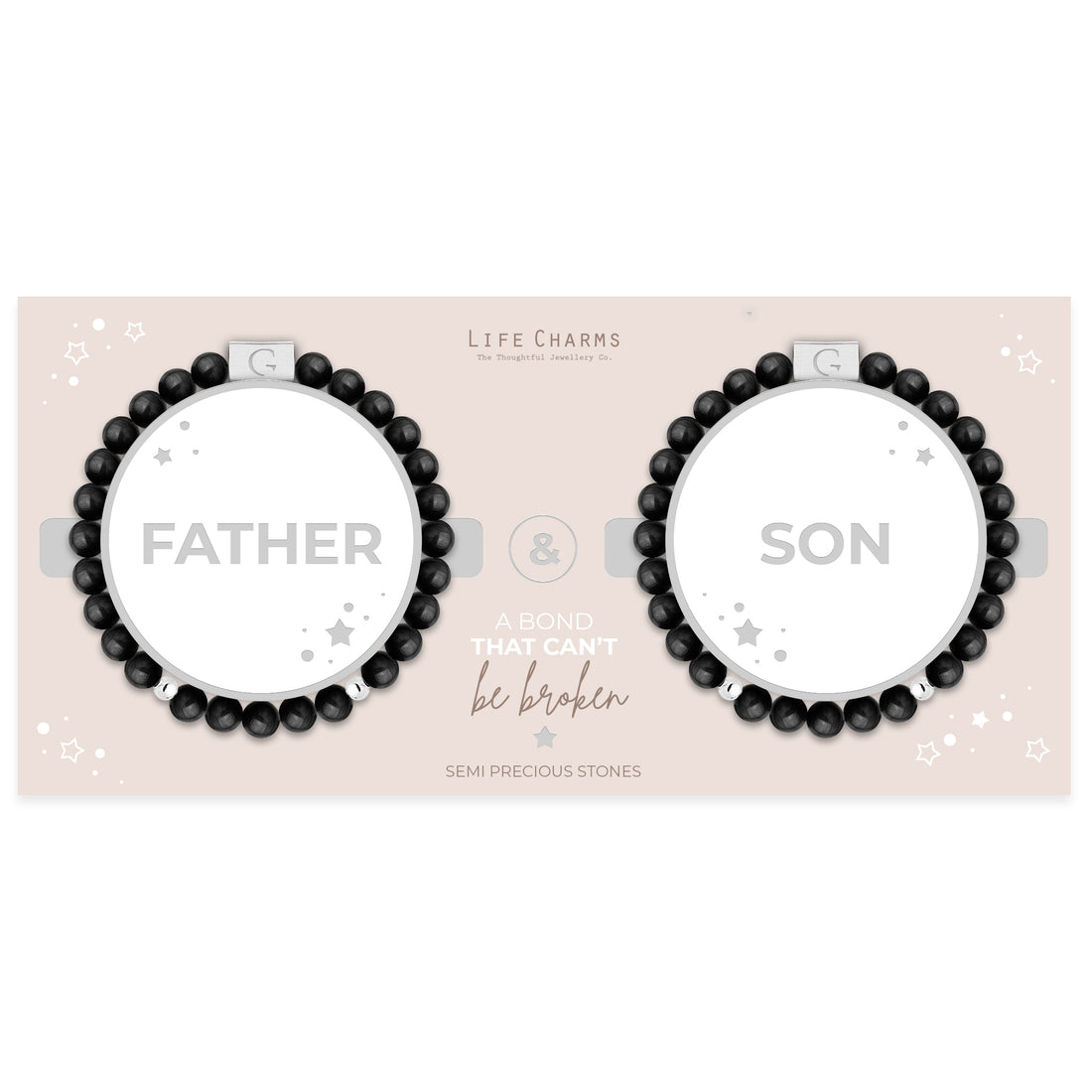 Father &amp; Son semi precious stones bracelet set