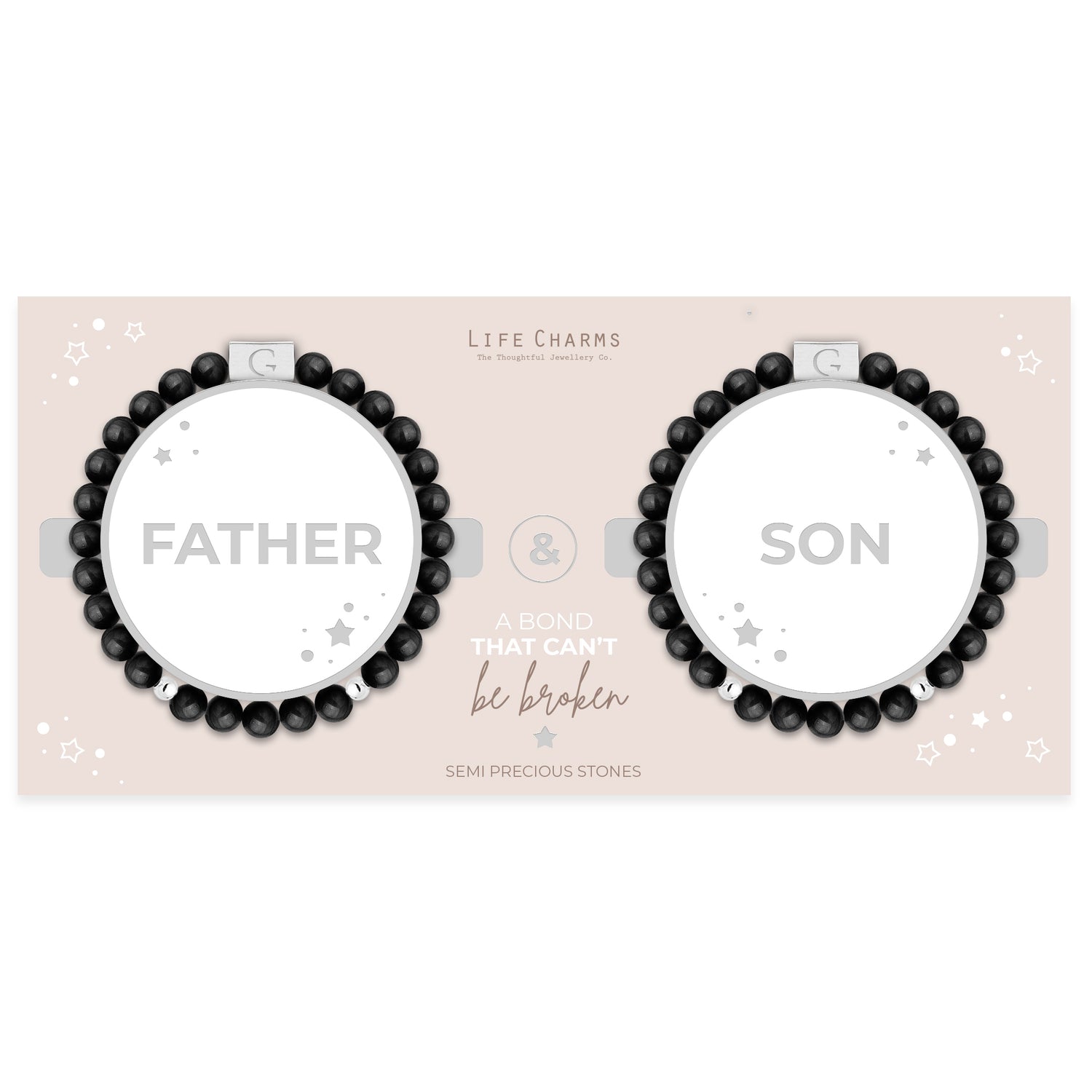 Father &amp; Son semi precious stones bracelet set