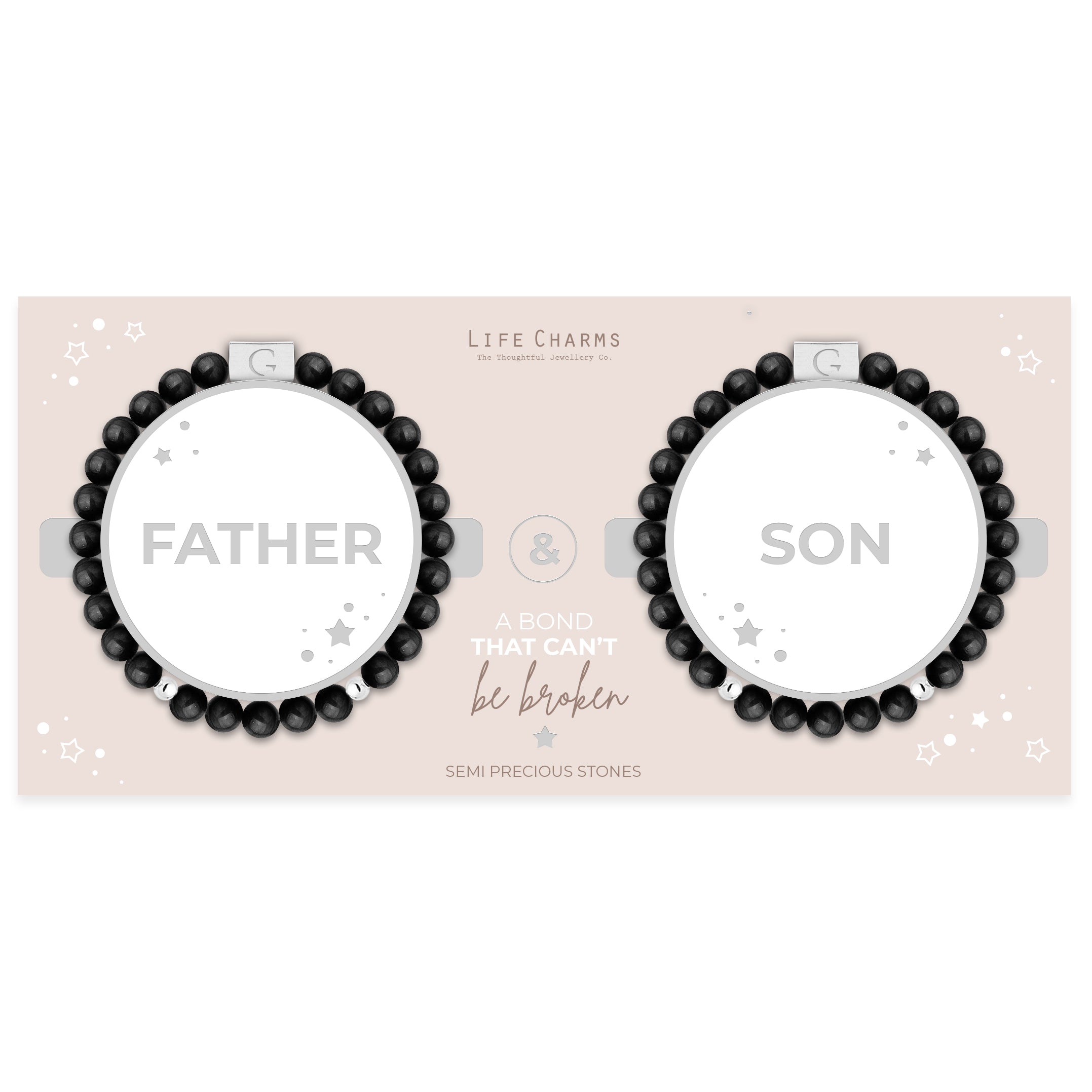 Father &amp; Son semi precious stones bracelet set