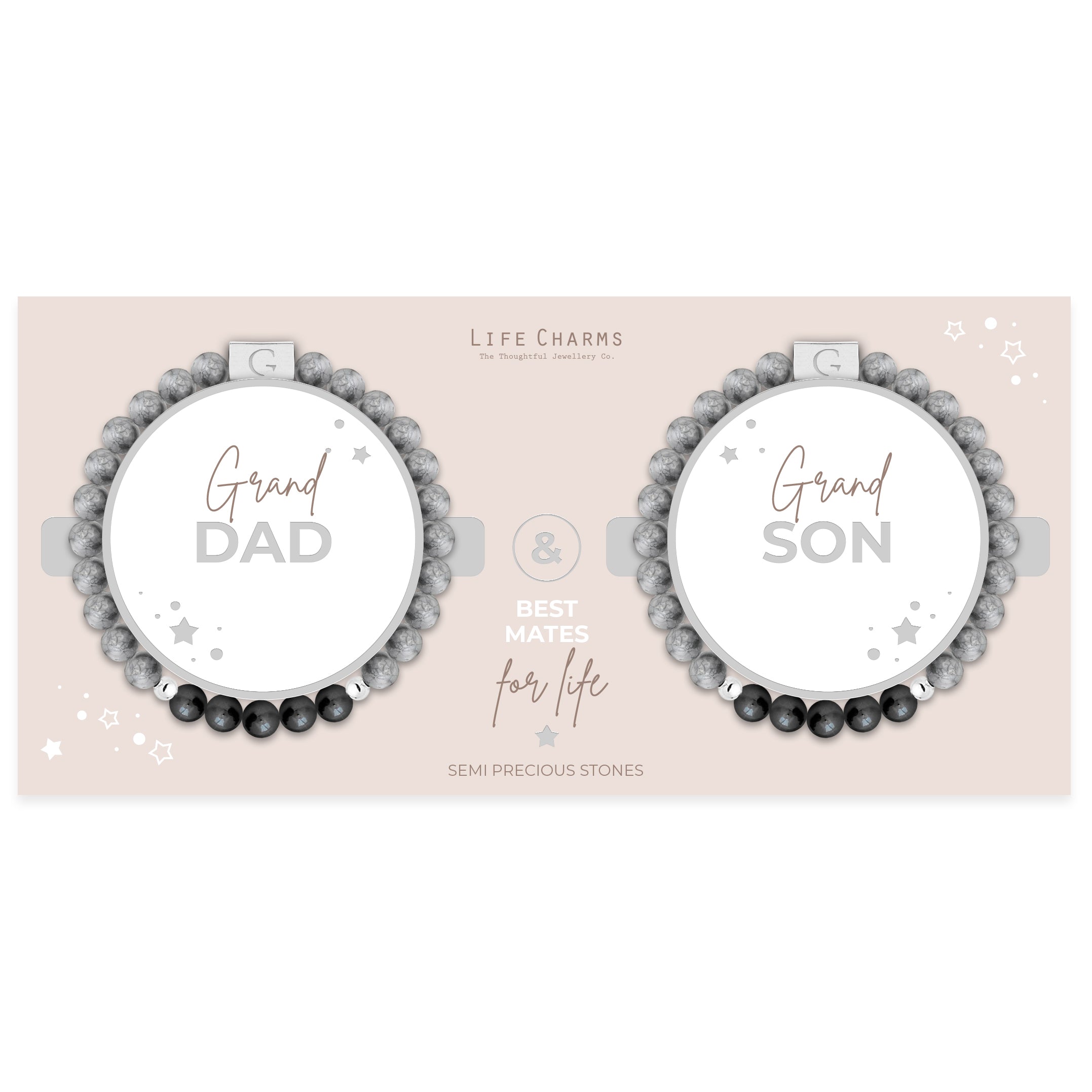 Grandad &amp; Grandson semi precious stones bracelet set