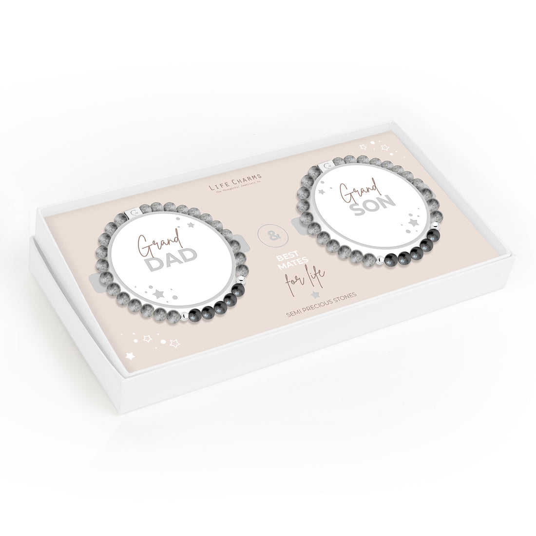 Grandad & Grandson semi precious stones bracelet set