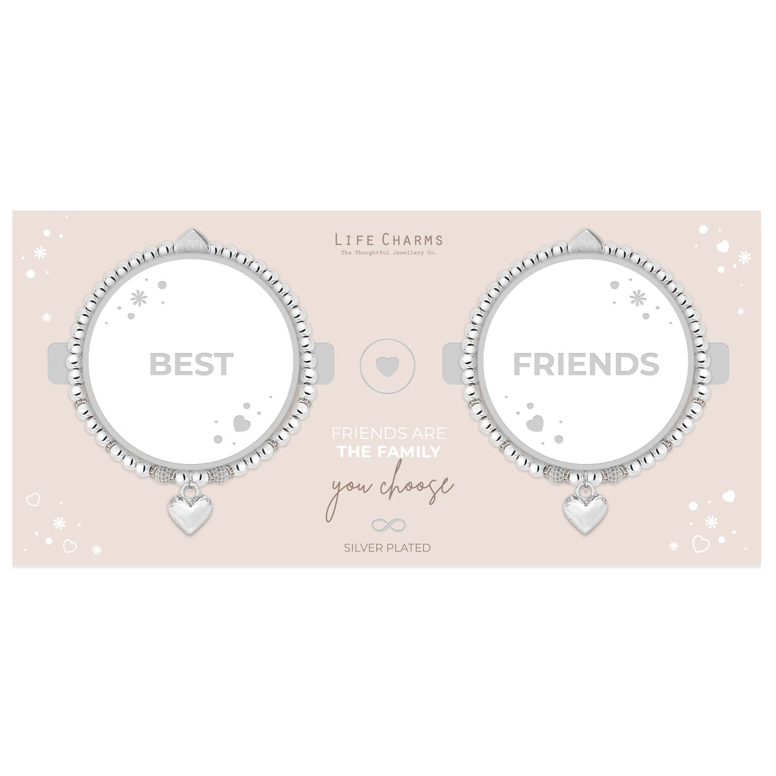 Best Friends heart charm bracelet set