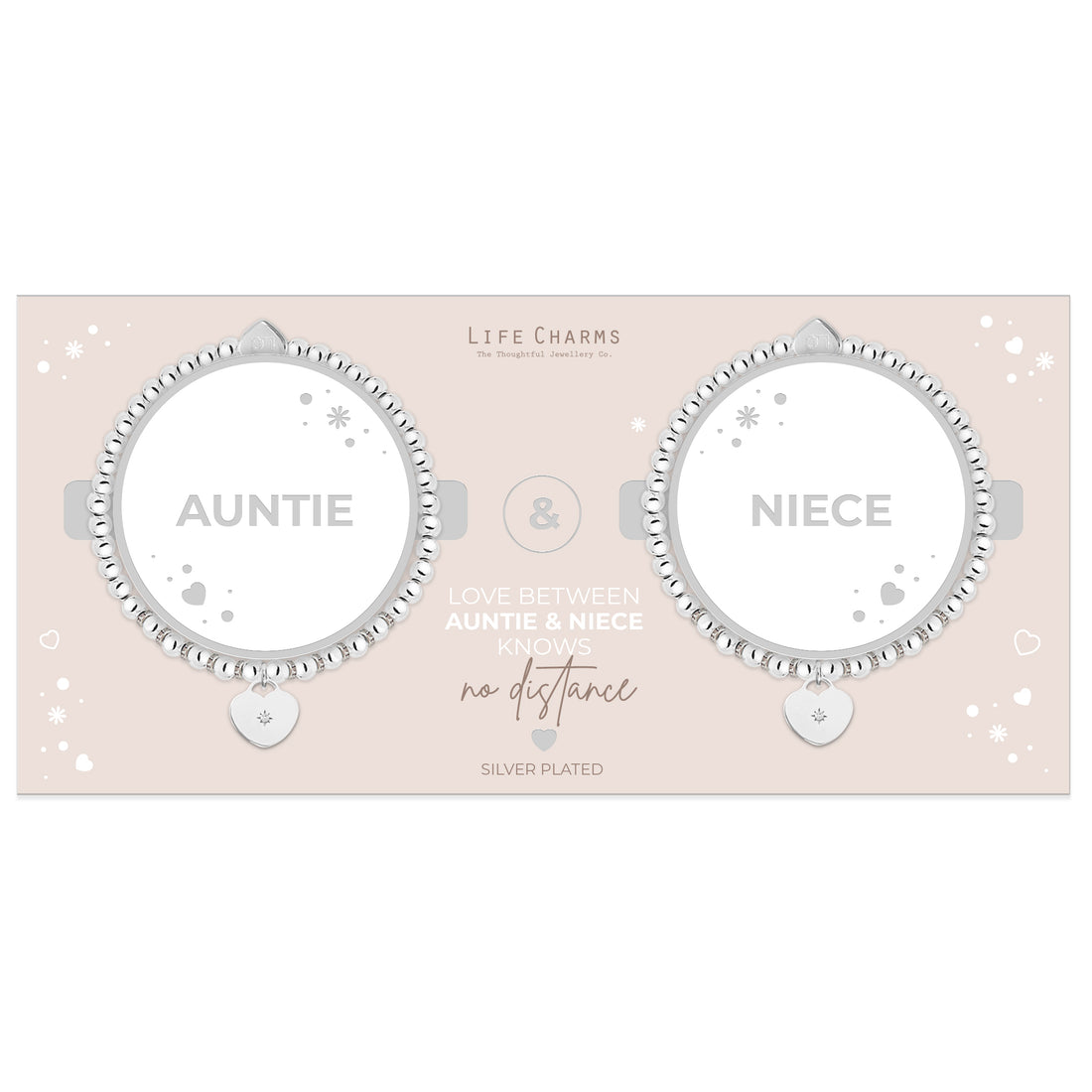 Auntie & Niece heart charm bracelet set