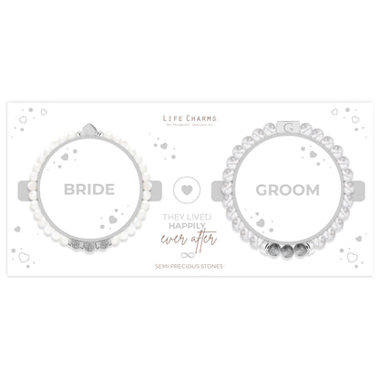Bride &amp; Groom semi precious stones bracelet set