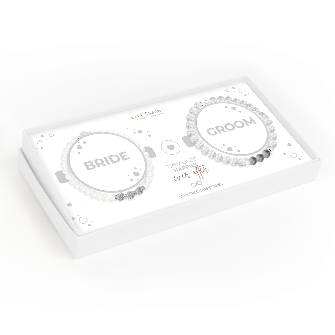 Bride &amp; Groom semi precious stones bracelet set