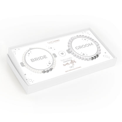 Bride &amp; Groom semi precious stones bracelet set